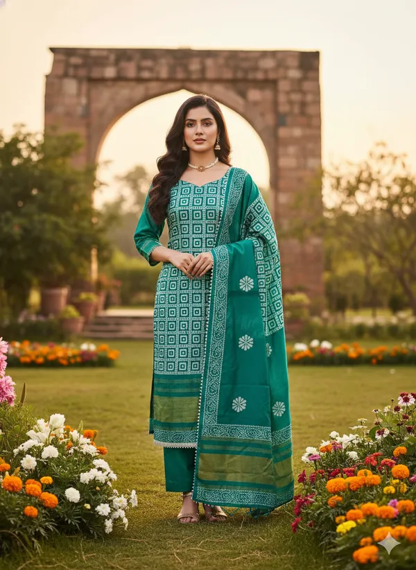 Green_Premium_Jacquard_Gaji_Silk_Dress_Material_For_Women_&_Girls