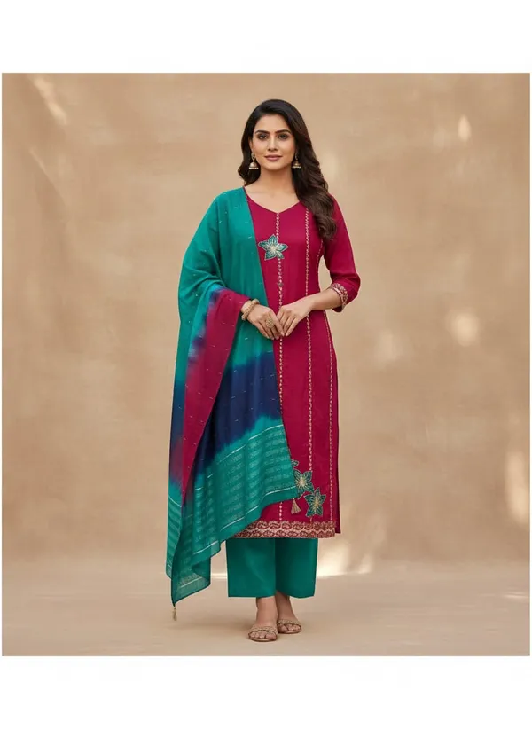 Dark_Pink_Premium_Coco_Silk_Dress_Material_For_Women_&_Girls