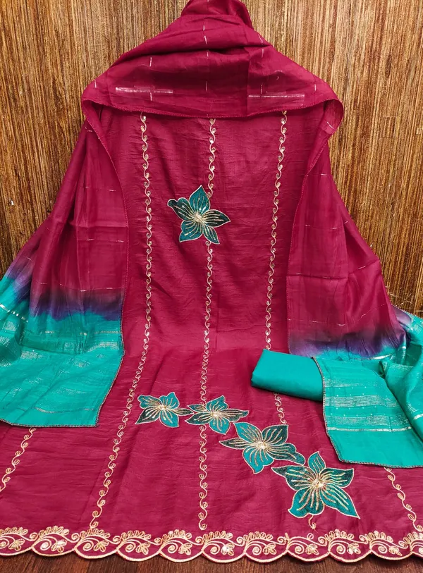 Dark_Pink_Premium_Coco_Silk_Dress_Material_For_Women_&_Girls