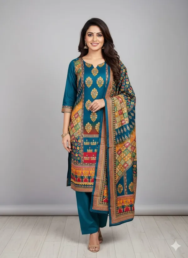 Navy_Blue_Premium_Chinnon_Dress_Material_For_Women_&_Girls