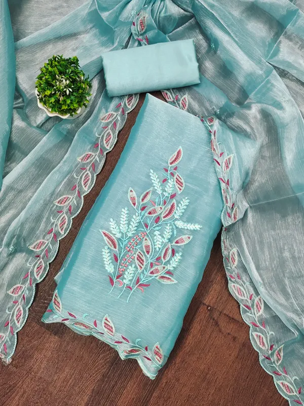 Sky_Blue_Premium_Barbarik_Silk_Dress_Material_For_Women_&_Girls