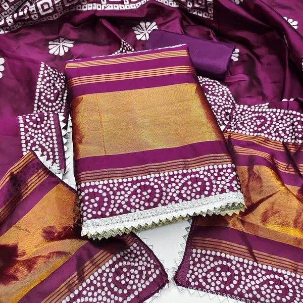 Purple_Premium_Jacquard_Gaji_Silk_Dress_Material_For_Women_&_Girls