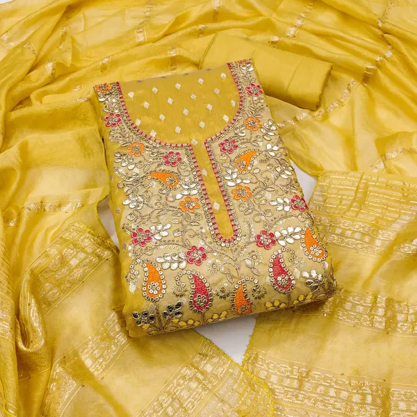 Yellow_Premium_Shimmer_Jacquard_Dress_Material_For_Women_&_Girls