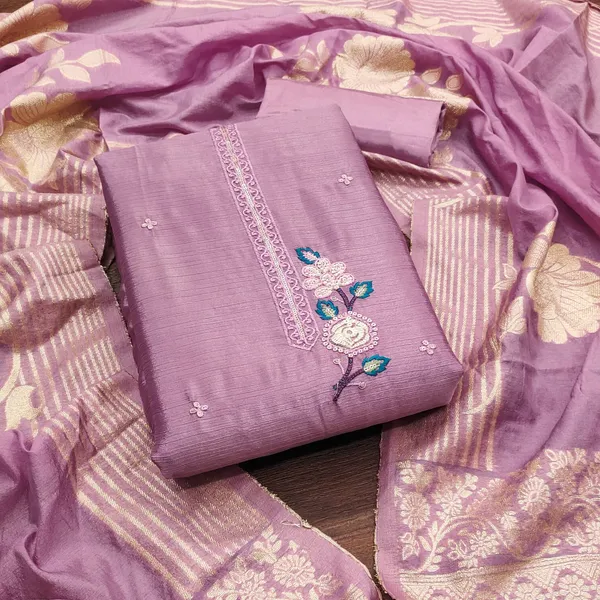 Lavender_Premium_Chinnon_Silk_Dress_Material_For_Women_&_Girls