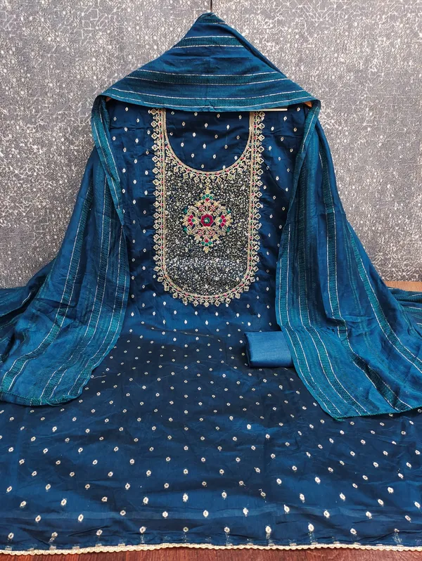 Navy_Blue_Premium_Chinnon_Dress_Material_For_Women_&_Girls