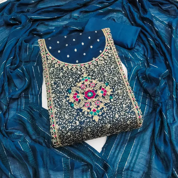Navy_Blue_Premium_Chinnon_Dress_Material_For_Women_&_Girls