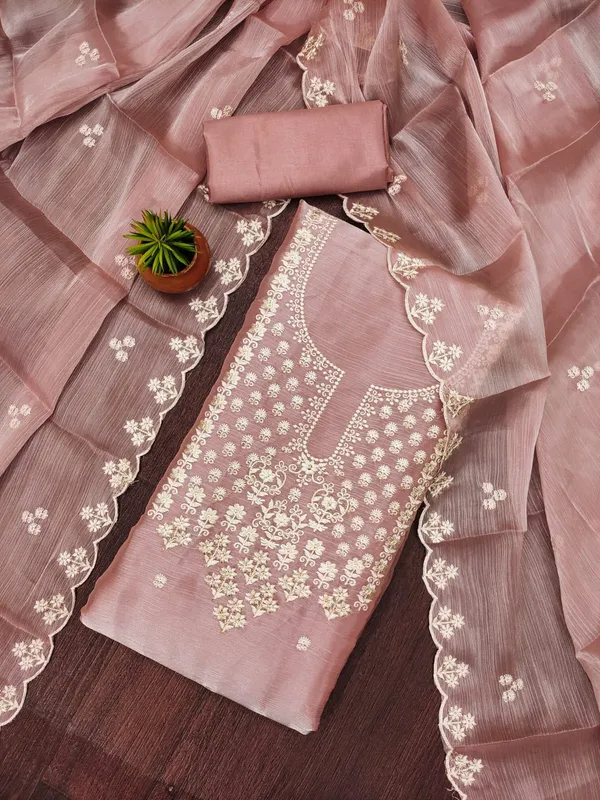 Peach_Premium_Barbarik_Silk_Dress_Material_For_Women_&_Girls
