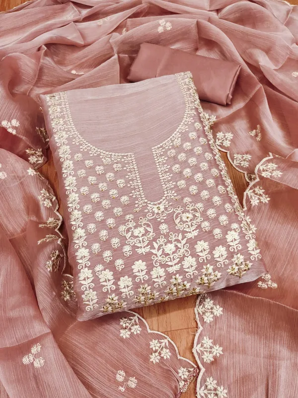Peach_Premium_Barbarik_Silk_Dress_Material_For_Women_&_Girls