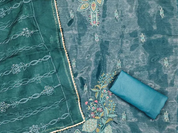 Blue_Premium_Barbarik_Silk_Dress_Material_For_Women_&_Girls