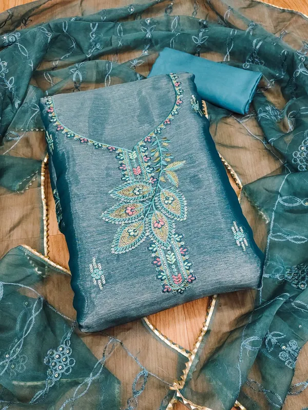 Blue_Premium_Barbarik_Silk_Dress_Material_For_Women_&_Girls