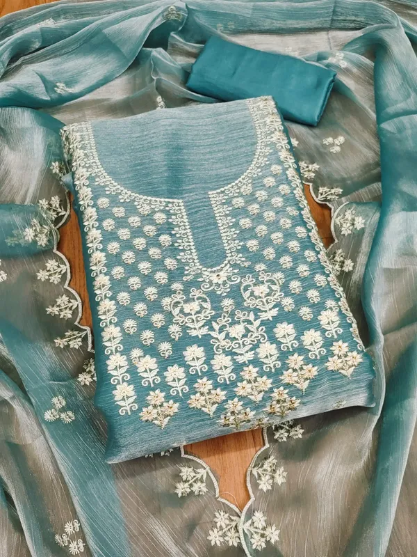 Blue_Premium_Barbarik_Silk_Dress_Material_For_Women_&_Girls