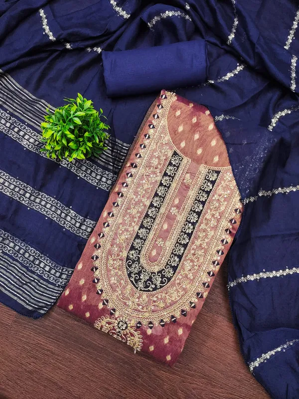 Brown_Premium_Shimmer_Jacquard_Dress_Material_For_Women_&_Girls