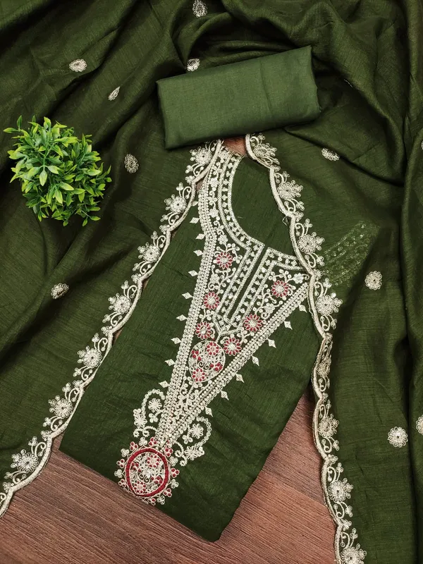 Green_Premium_Vichitra_Blooming_Dress_Material_For_Women_&_Girls