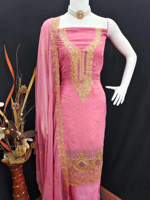 Pink_Premium_Georgette_Zari_Dress_Material_For_Women_&_Girls