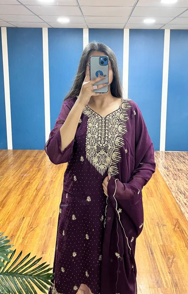 Plum_Premium_Georgette_Zari_Dress_Material_For_Women_&_Girls
