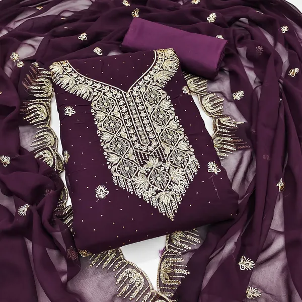 Plum_Premium_Georgette_Zari_Dress_Material_For_Women_&_Girls