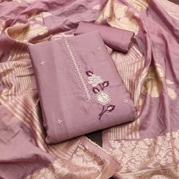 Lavender_Premium_Chinnon_Silk_Dress_Material_For_Women_&_Girls