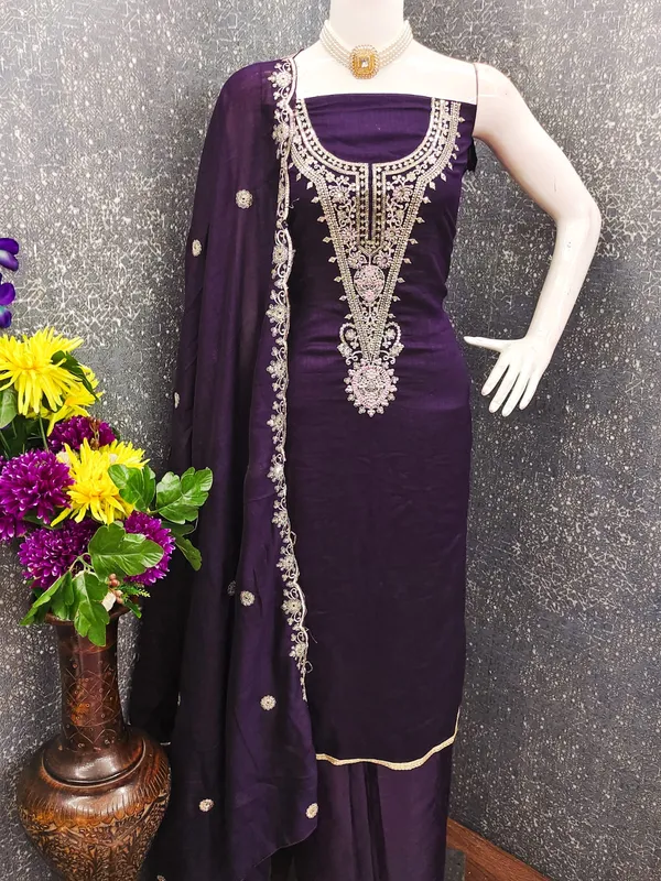 Violet_Premium_Vichitra_Blooming_Dress_Material_For_Women_&_Girls