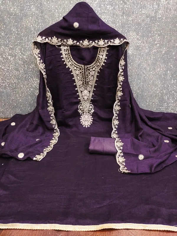Violet_Premium_Vichitra_Blooming_Dress_Material_For_Women_&_Girls