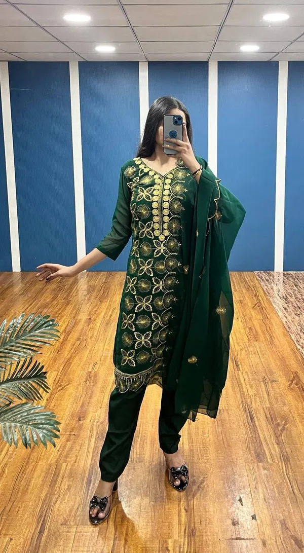 Green_Premium_Georgette_Zari_Dress_Material_For_Women_&_Girls
