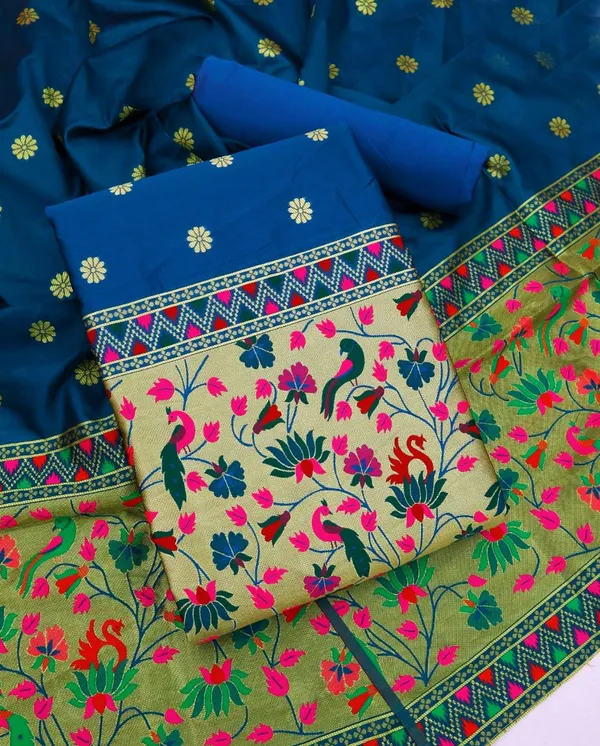 Navy_Blue_Premium_Pure_Tapela_Silk_Dress_Material_For_Women_&_Girls