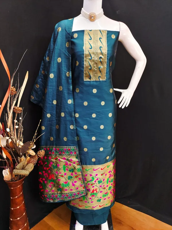 Navy_Blue_Premium_Pure_Tapela_Silk_Dress_Material_For_Women_&_Girls