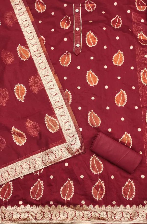 Red_Premium_Shimmer_Jacquard_Dress_Material_For_Women_&_Girls