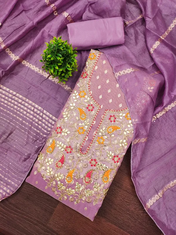 Lavender_Premium_Shimmer_Jacquard_Dress_Material_For_Women_&_Girls