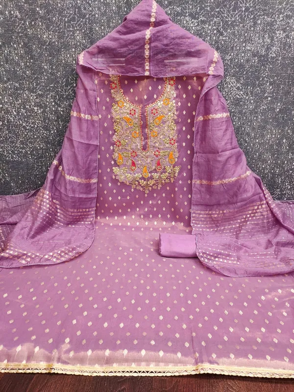 Lavender_Premium_Shimmer_Jacquard_Dress_Material_For_Women_&_Girls