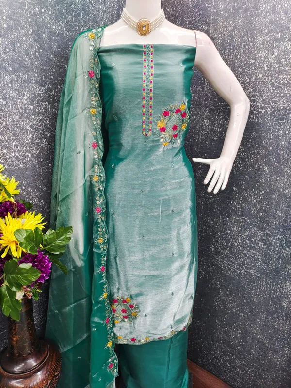 Green_Premium_Barbarik_Silk_Dress_Material_For_Women_&_Girls