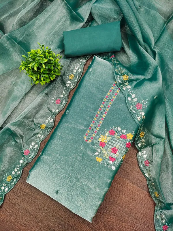 Green_Premium_Barbarik_Silk_Dress_Material_For_Women_&_Girls