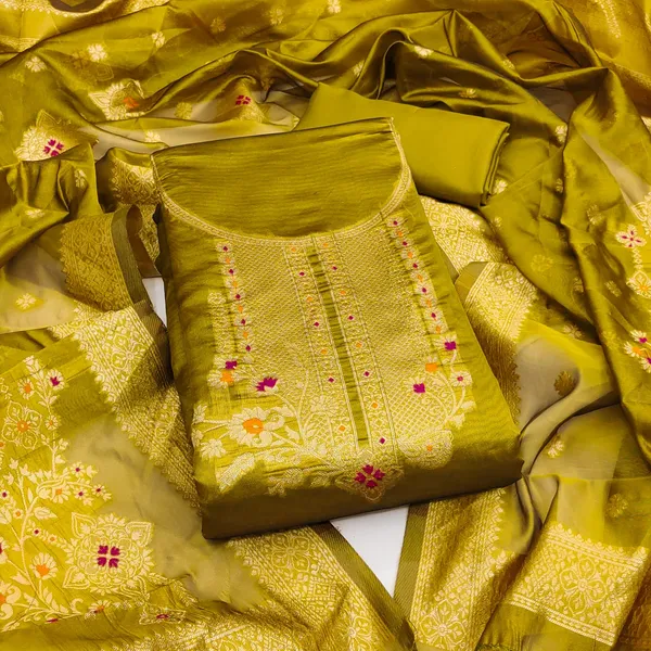 Mustard_Premium_Organza_Jacquard_Dress_Material_For_Women_&_Girls