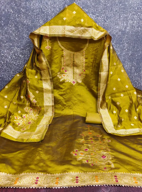 Mustard_Premium_Organza_Jacquard_Dress_Material_For_Women_&_Girls