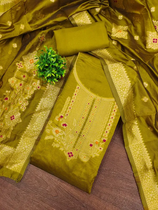 Mustard_Premium_Organza_Jacquard_Dress_Material_For_Women_&_Girls