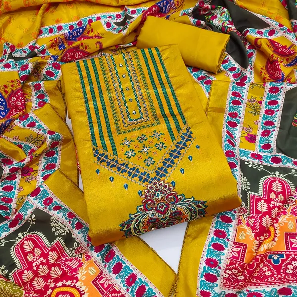 Yellow_Premium_Chinnon_Dress_Material_For_Women_&_Girls