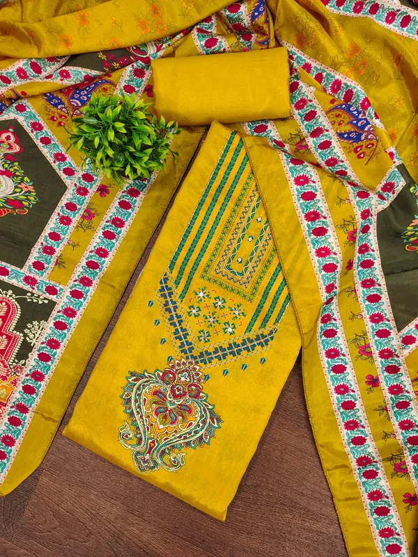 Yellow_Premium_Chinnon_Dress_Material_For_Women_&_Girls