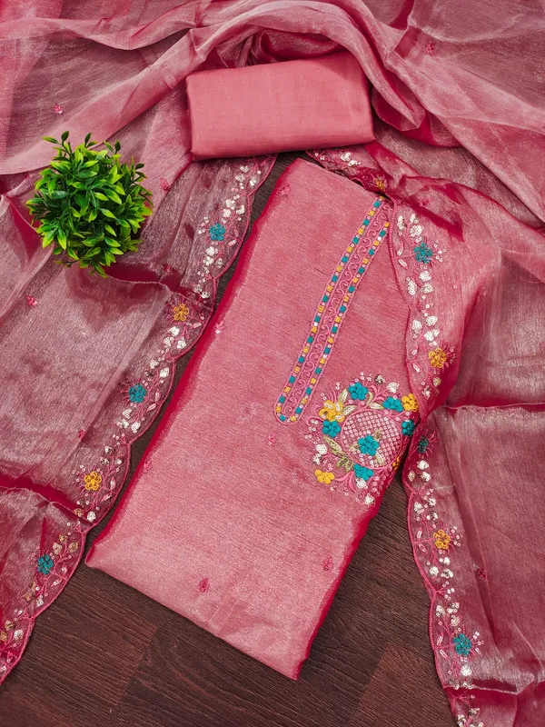 Pink_Premium_Barbarik_Silk_Dress_Material_For_Women_&_Girls