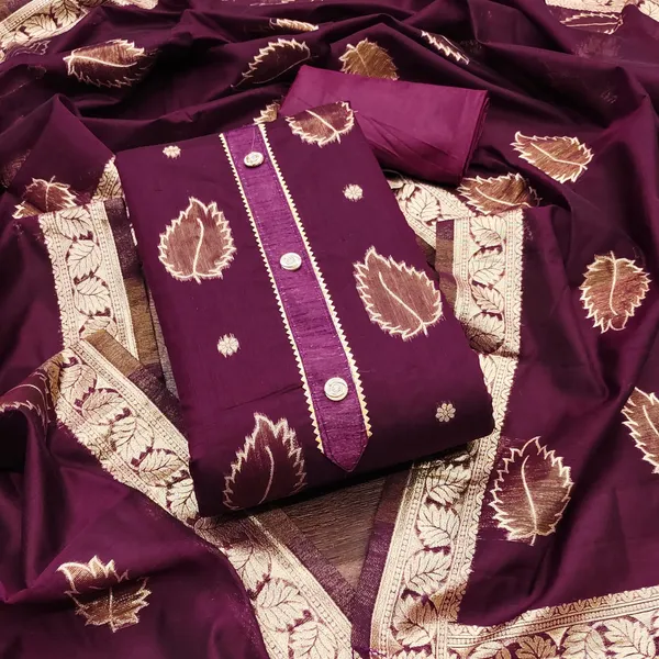 Magenta_Premium_Shimmer_Jacquard_Dress_Material_For_Women_&_Girls