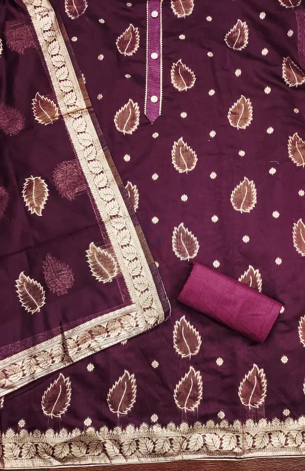 Magenta_Premium_Shimmer_Jacquard_Dress_Material_For_Women_&_Girls