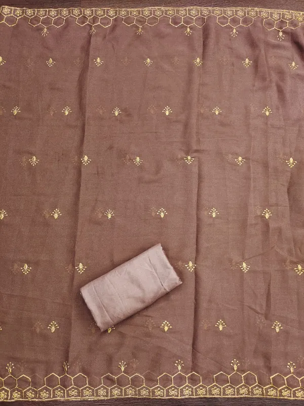 Coffee_Premium_Star_Georgette_Dress_Material_For_Women_&_Girls