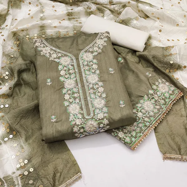 Olive_Green_Premium_Coco_Silk_Dress_Material_For_Women_&_Girls