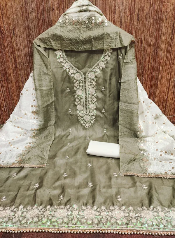 Olive_Green_Premium_Coco_Silk_Dress_Material_For_Women_&_Girls