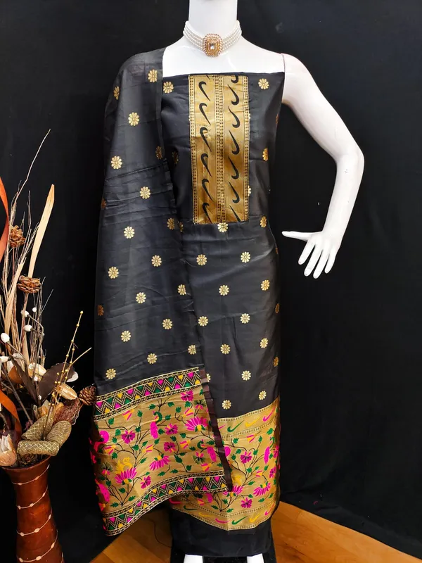 Black_Premium_Pure_Tapela_Silk_Dress_Material_For_Women_&_Girls