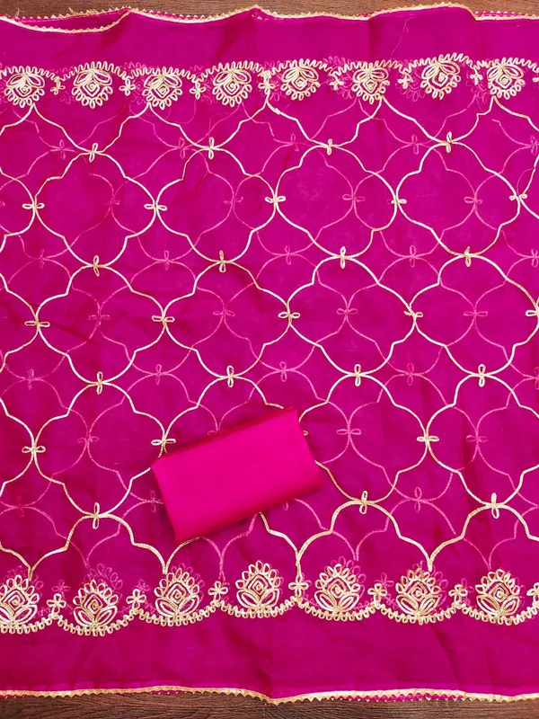 Pink_&_Yellow_Premium_Organza_Jacquard_Dress_Material_For_Women_&_Girls