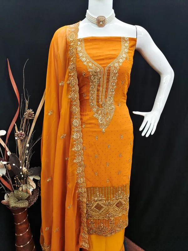 Mustard_Premium_Georgette_Zari_Dress_Material_For_Women_&_Girls