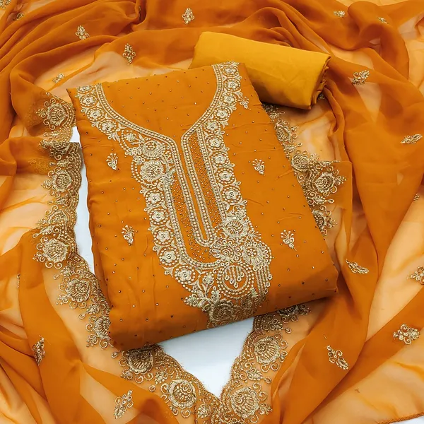 Mustard_Premium_Georgette_Zari_Dress_Material_For_Women_&_Girls