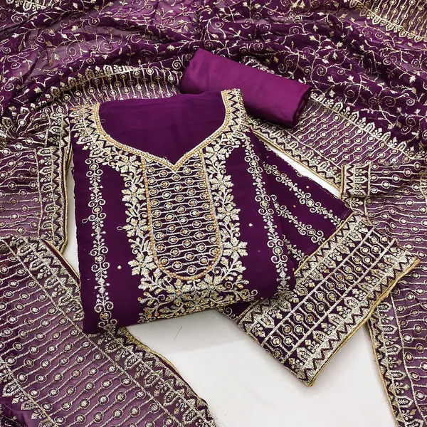 Purple_Premium_Georgette_Zari_Dress_Material_For_Women_&_Girls