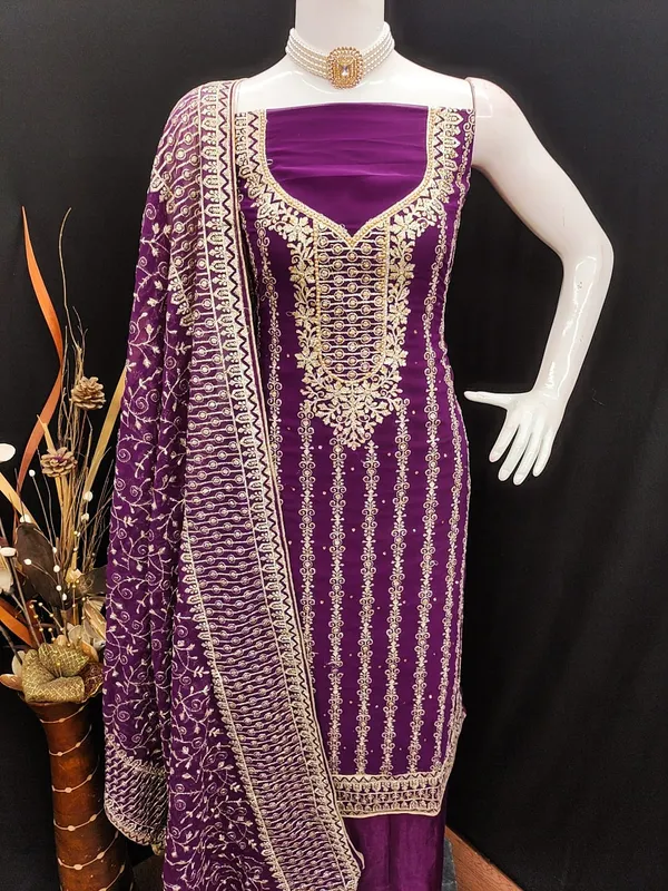 Purple_Premium_Georgette_Zari_Dress_Material_For_Women_&_Girls