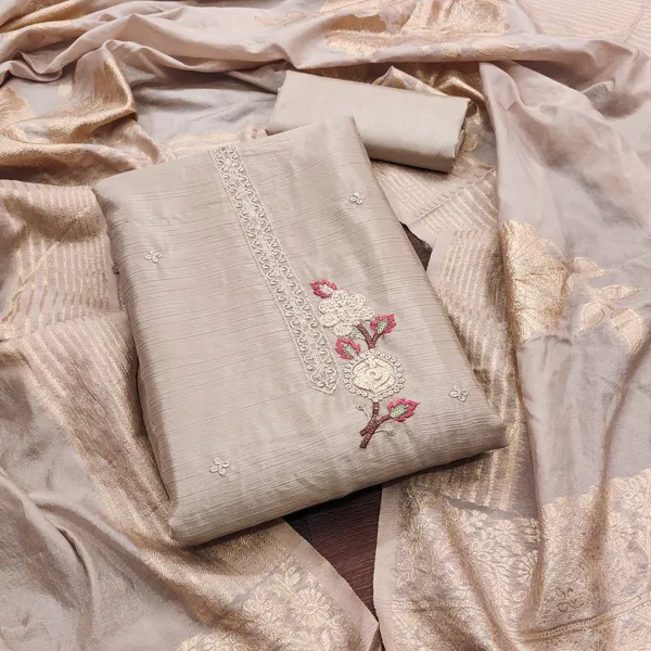 Brown_Premium_Chinnon_Silk_Dress_Material_For_Women_&_Girls