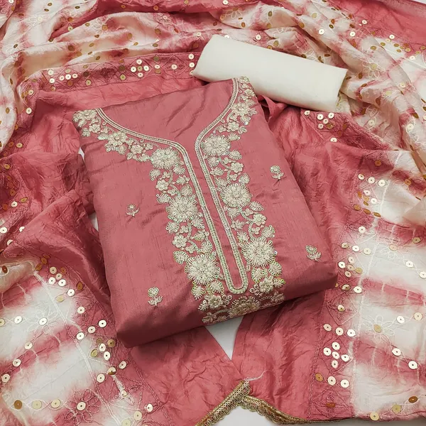 Peach_Premium_Coco_Silk_Dress_Material_For_Women_&_Girls